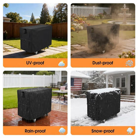 Hiticover black weather-resistant cover preserves outdoor grilling gear