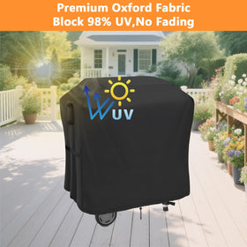Hiticover fitting 33x23x38 grill cover demonstrating precise dimensions for Bistro Pro.