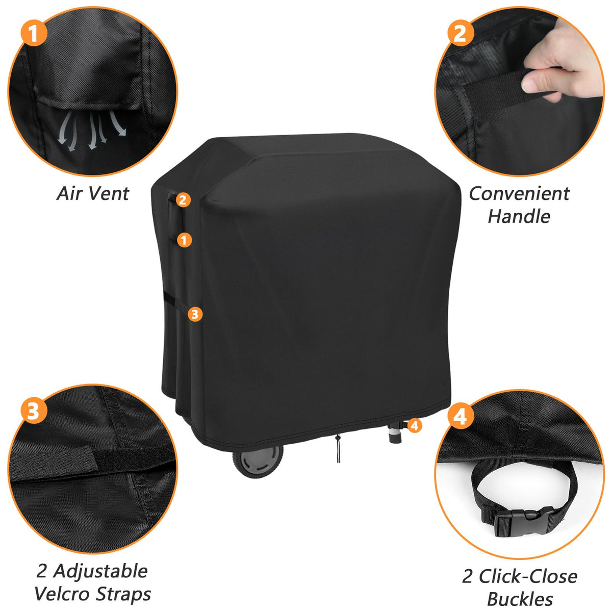 Hiticover grill cover waterproof Oxford fabric shielding Char Broil Bistro Pro from rain.