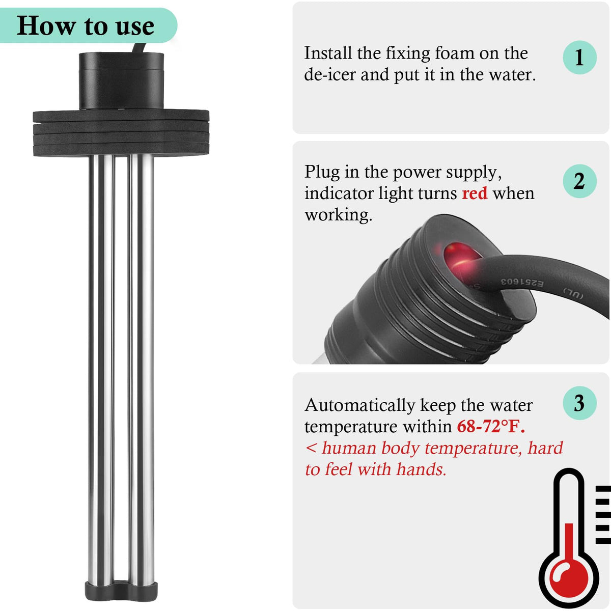 Hitop floatable foam base keeps heater above mud.