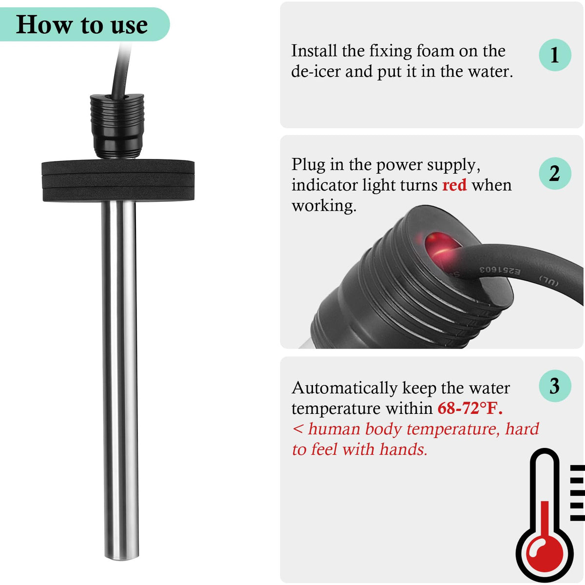 Hitop pond heater with a 3-pin plug enhances safety for people and fish