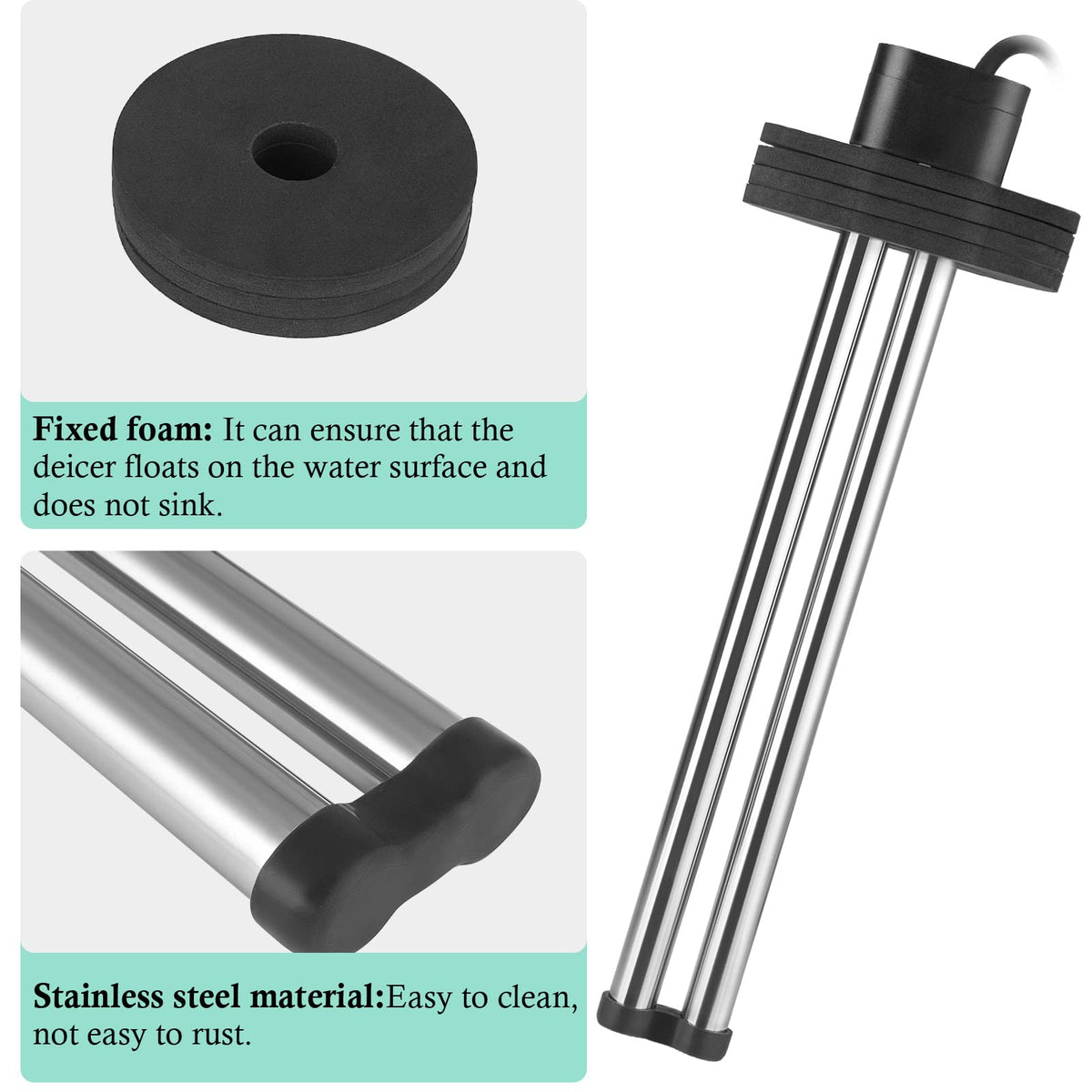 Hitop pond heater cable runs 16.4 feet for flexible placement.