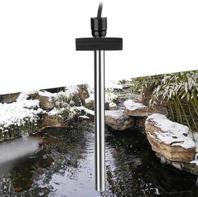 Hitop outdoor pond heater with foam float keeps the unit buoyant for winter ponds