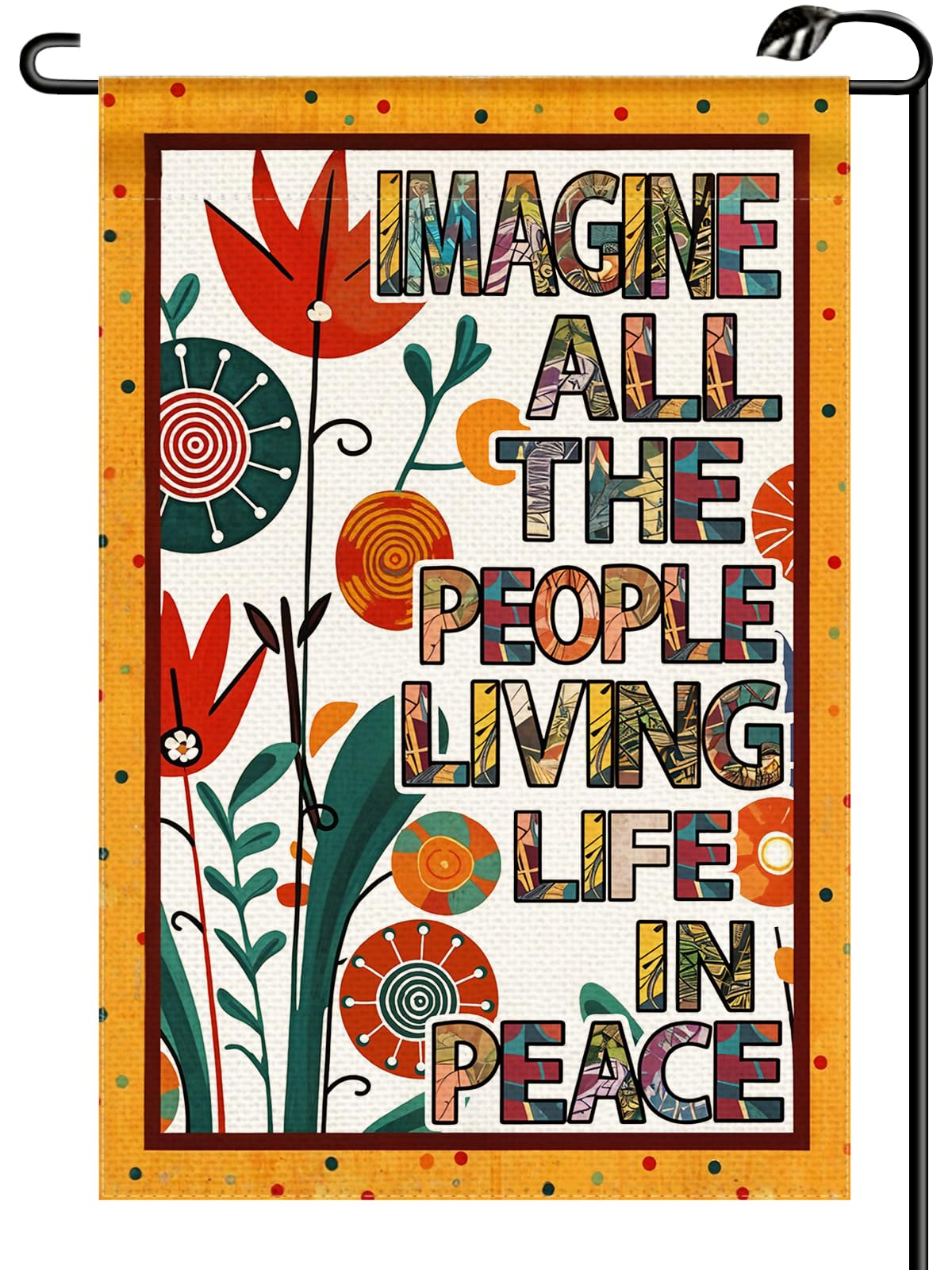 HIUCUS Imagine All The People garden flag with double-sided peace sign for vibrant yard decor