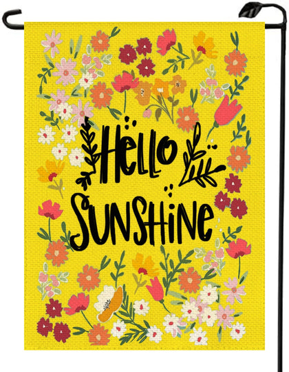 Hiucus Summer Hello Sunshine garden flag, double-sided outdoor decor for yard in spring and summer.