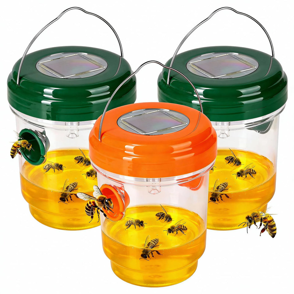 Hivenlly Wasp Catcher hangs to protect outdoor spaces from stinging insects.