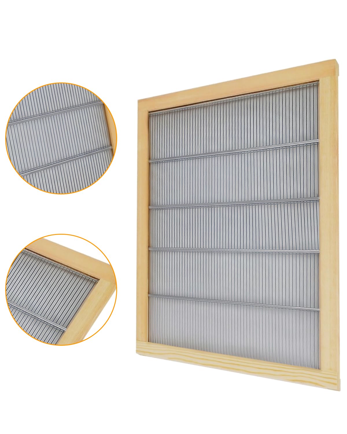 HiveSweet queen excluder grid detail shows sturdy metal middle.