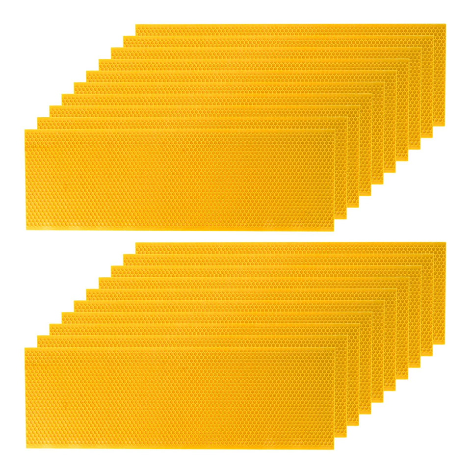 HiveSweet foundation 5-5-8-inch wax-coated sheet ready for easy frame insertion.
