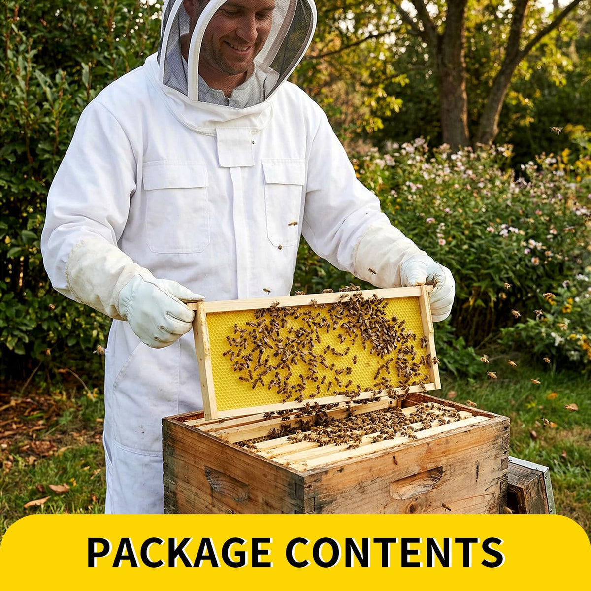 HiveSweet in-use beehive frame demonstration for efficient beekeeping