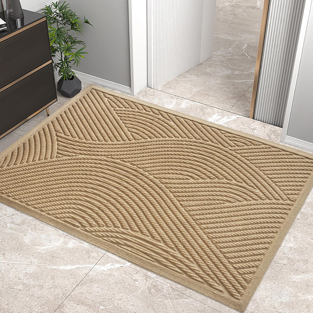 HIYARD absorbent front door mat surface captures moisture and dirt from footwear