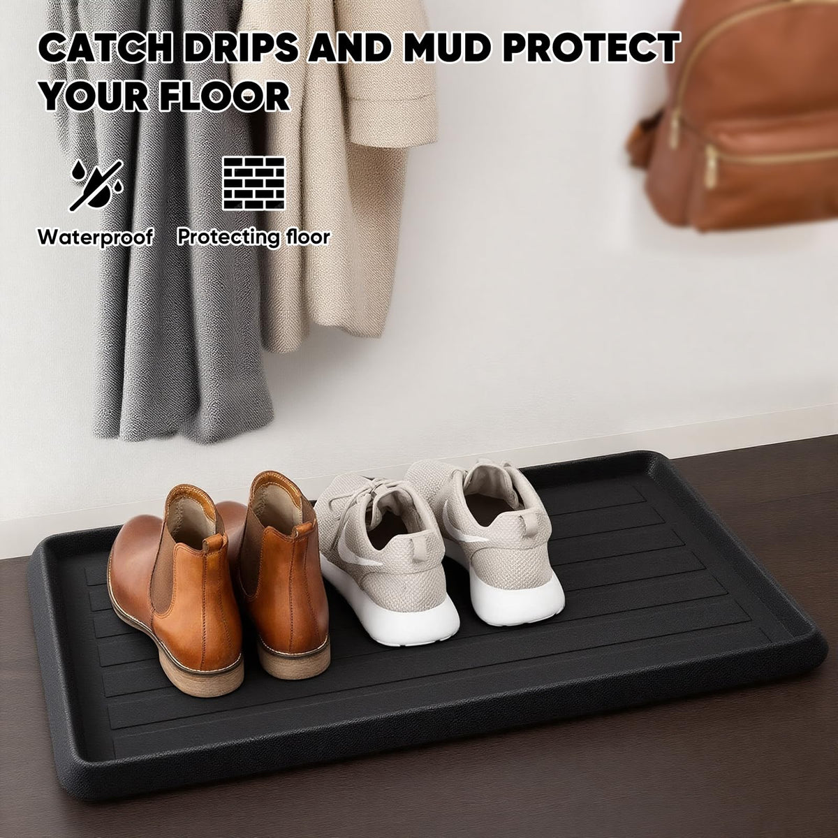 Close-up of deep grooves on HIYARD boot tray traps moisture effectively.