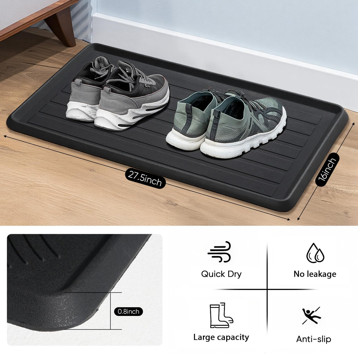 HIYARD multi-use boot tray doubles as a shoe organizer.