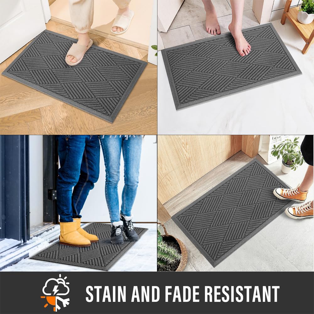 HIYARD front door mat low-profile design fits under doors without jamming