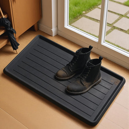 HIYARD rubber boot tray for entryways keeps floors dry and mud-free.