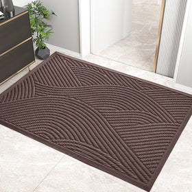HIYARD sturdy front door mat absorbent surface traps moisture at the threshold.