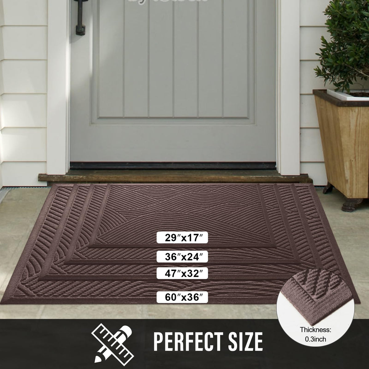 HIYARD sturdy front door mat entryway versatility for indoor or outdoor use.