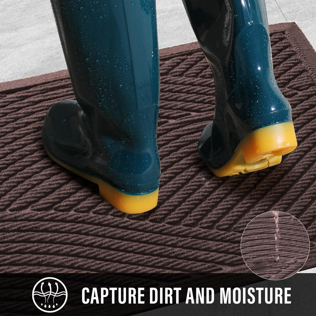 HIYARD sturdy front door mat muddy dirt resist keeps outdoor mud outside.