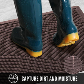 HIYARD sturdy front door mat muddy dirt resist keeps outdoor mud outside.