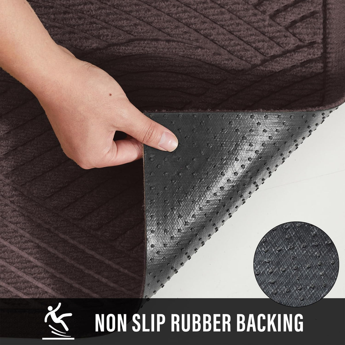 HIYARD sturdy front door mat non-slip backing protects floors and prevents slips.