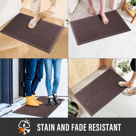 HIYARD sturdy front door mat stain and fade resistant preserves color over time.