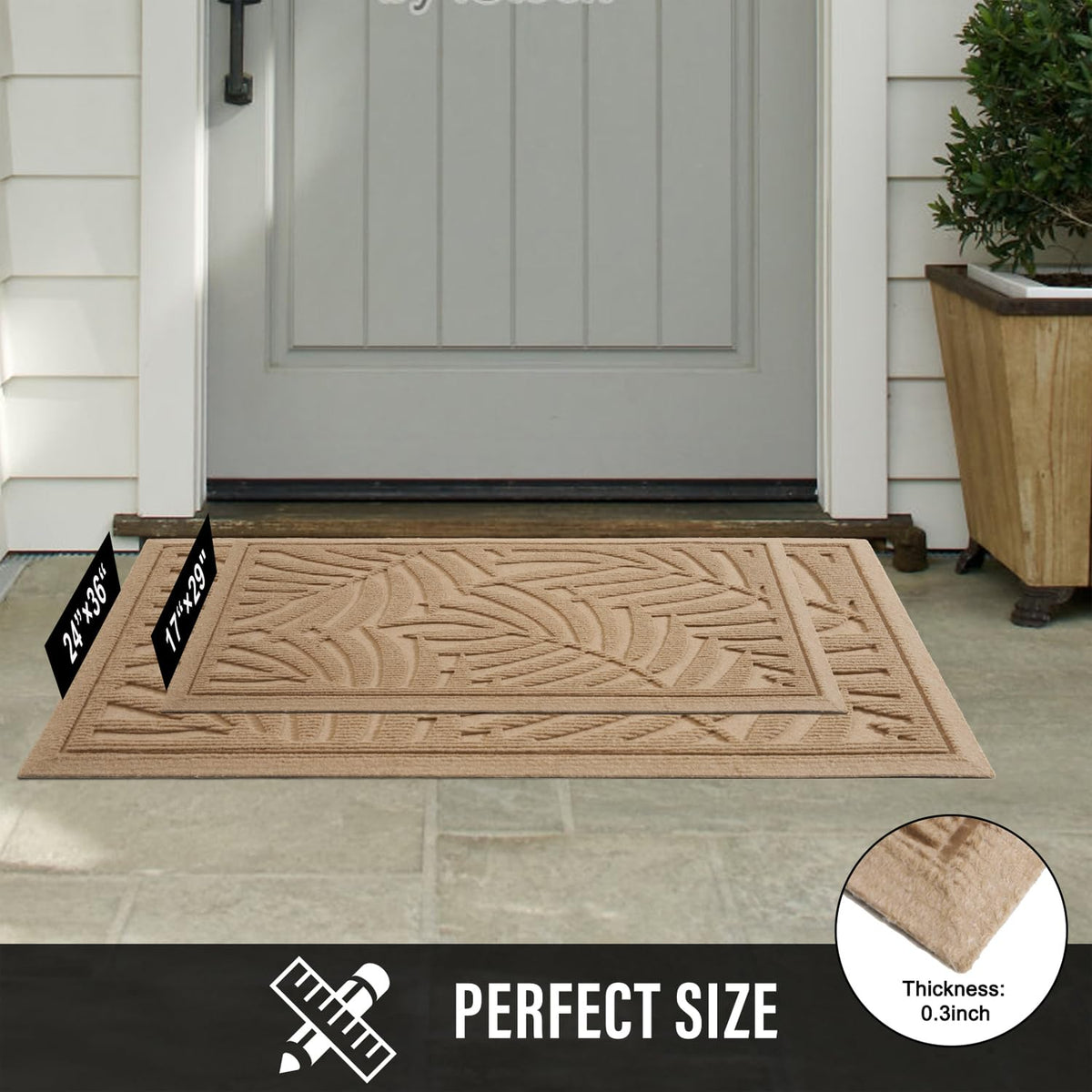 HIYARD beige welcome mat ideal for year-round entryways