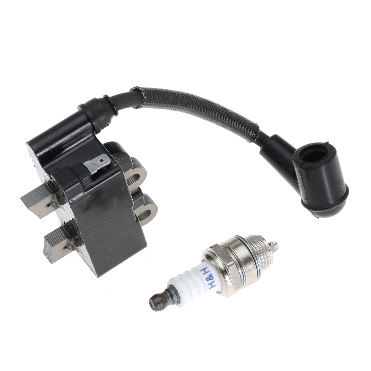 Hiyeve spark plug and coil pack for Ryobi 25cc trimmers—easy installation.