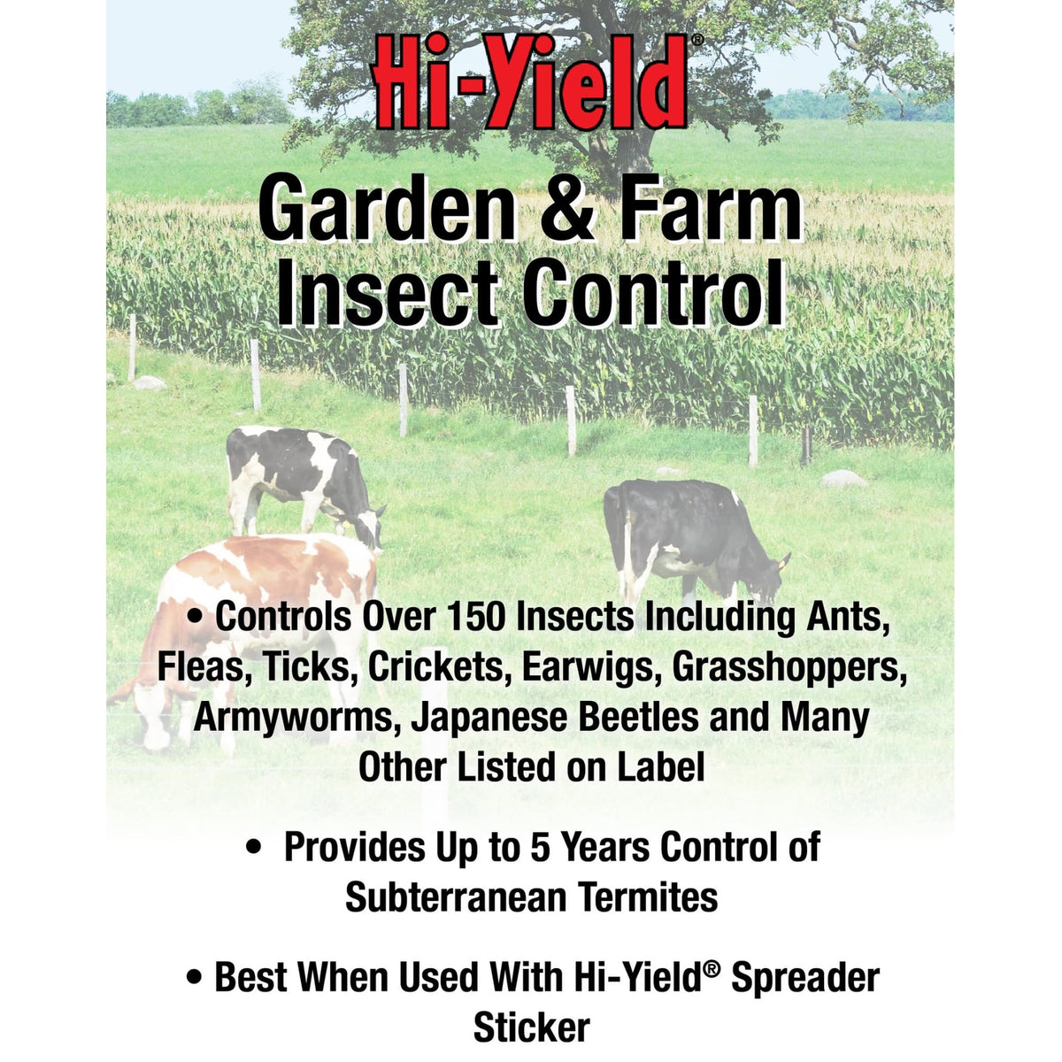 Hi-Yield garden application area showcases versatile use on flowers, shrubs, and lawns.