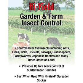 Hi-Yield garden application area showcases versatile use on flowers, shrubs, and lawns.