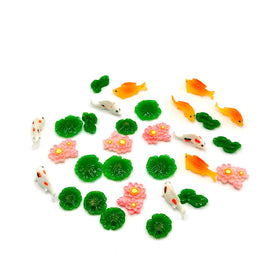 HIZEMLK lotus pond scene resin elements create a tranquil aquatic focal point.