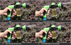 Hjkiopc car washing setup with adjustable foam and water spray.