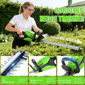 HJLYZYA dual-action 20-inch blade hedge trimmer for fast, precise cuts.
