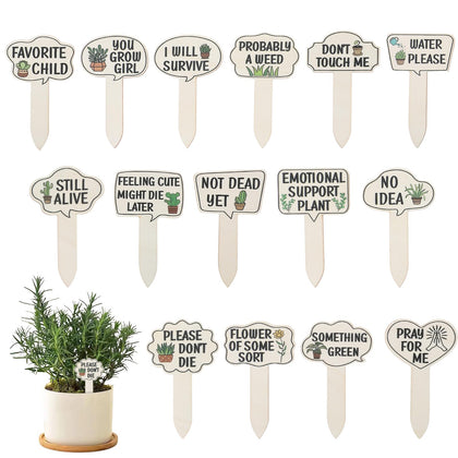 HJZHII wooden plant sign with sun motif enhances outdoor planters.