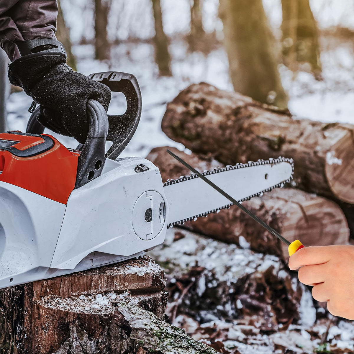 HJZHII chainsaw sharpener in action improving cutting performance