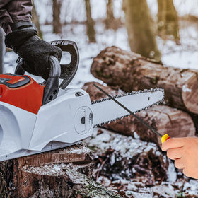 HJZHII chainsaw sharpener in action improving cutting performance
