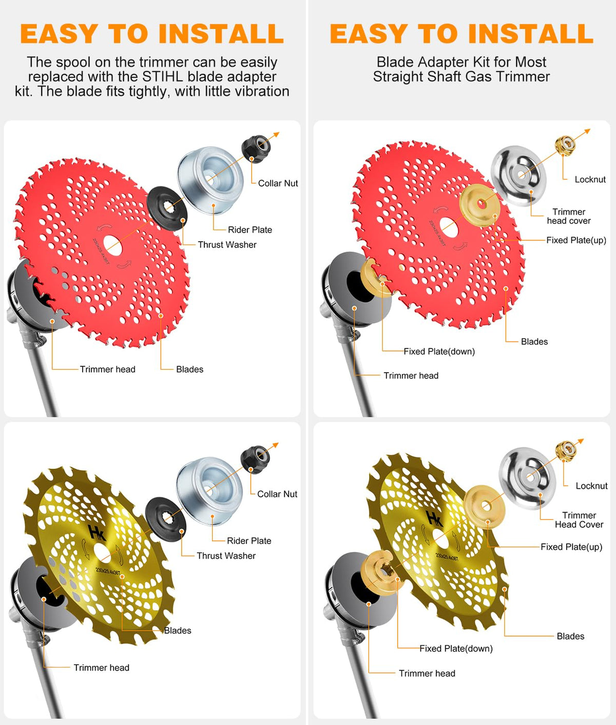 HK 2-pack 9in 20T carbide blade close-up cutting small trees