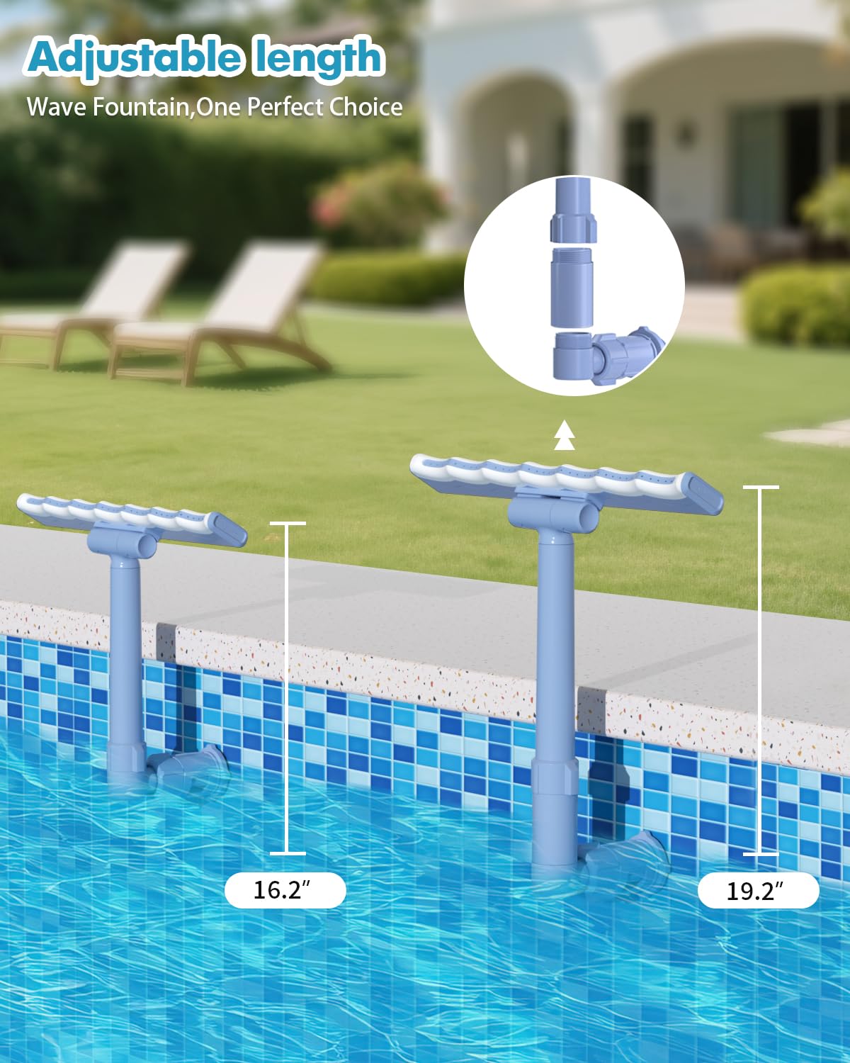 HKQ pool fountain cooling feature lowers water temperature for hot days
