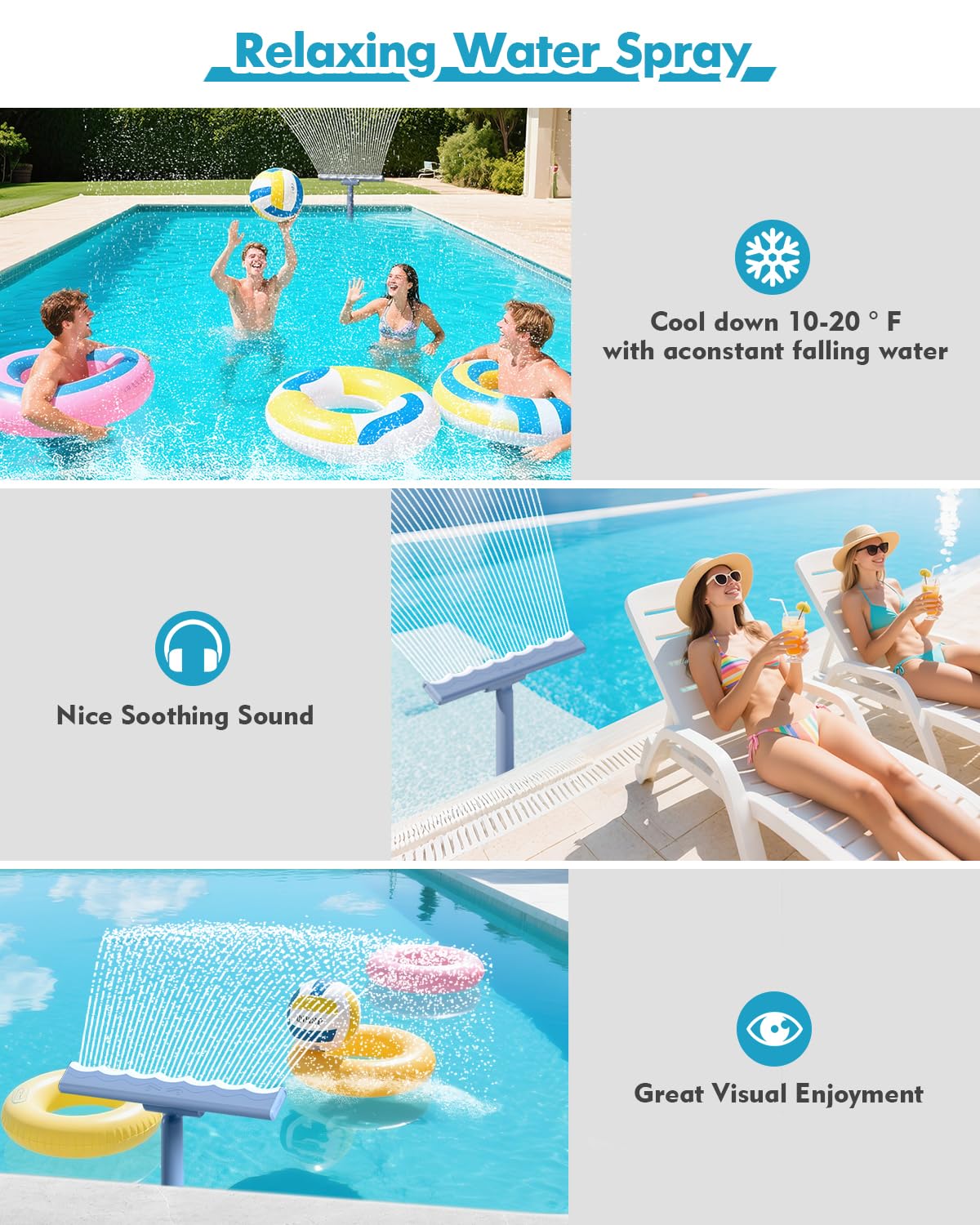 HKQ pool fountain visual display enhances outdoor ambiance and relaxation