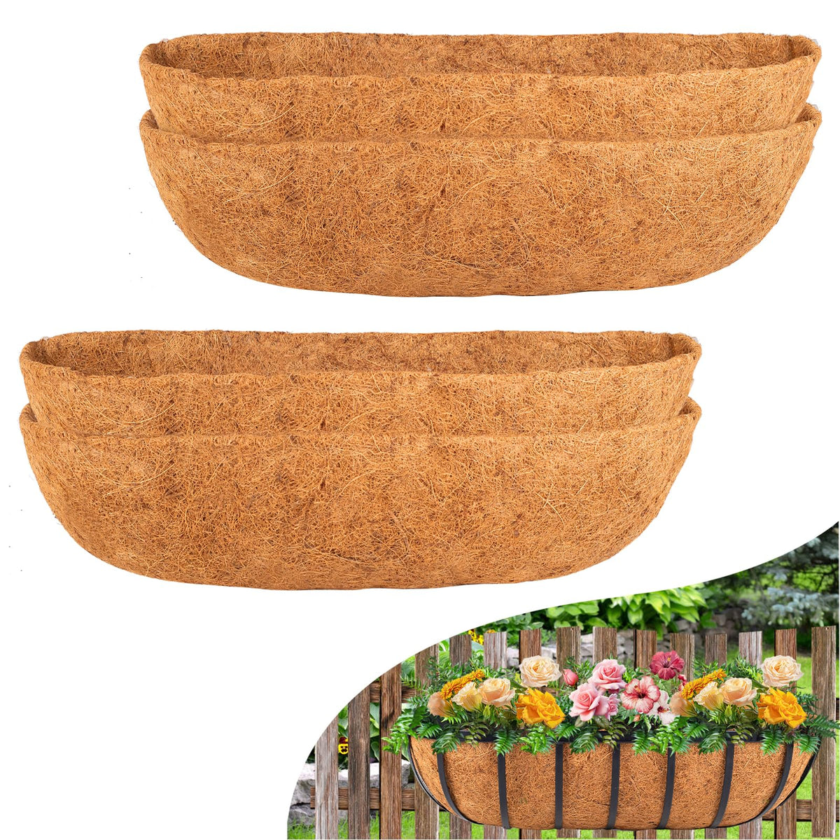 HKZ coconut liner 24-inch window box ready for installation.
