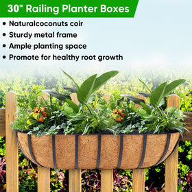 HKZ Deck Balcony Railing Planter 30inch front view highlights sturdy steel construction.