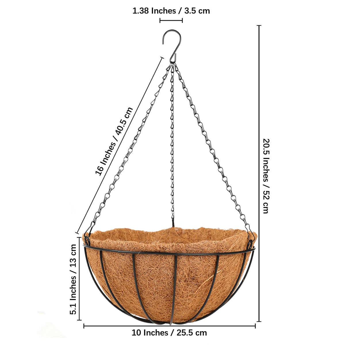 HKZ hanging basket planter suits flowers, greens, succulents, or decorative faux plants.