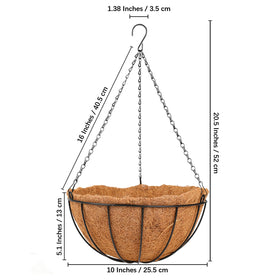 HKZ hanging basket planter suits flowers, greens, succulents, or decorative faux plants.
