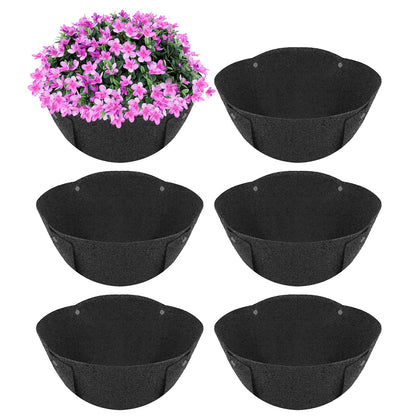 HKZ hanging planter liner 12in round in black for durable seasonal gardening.