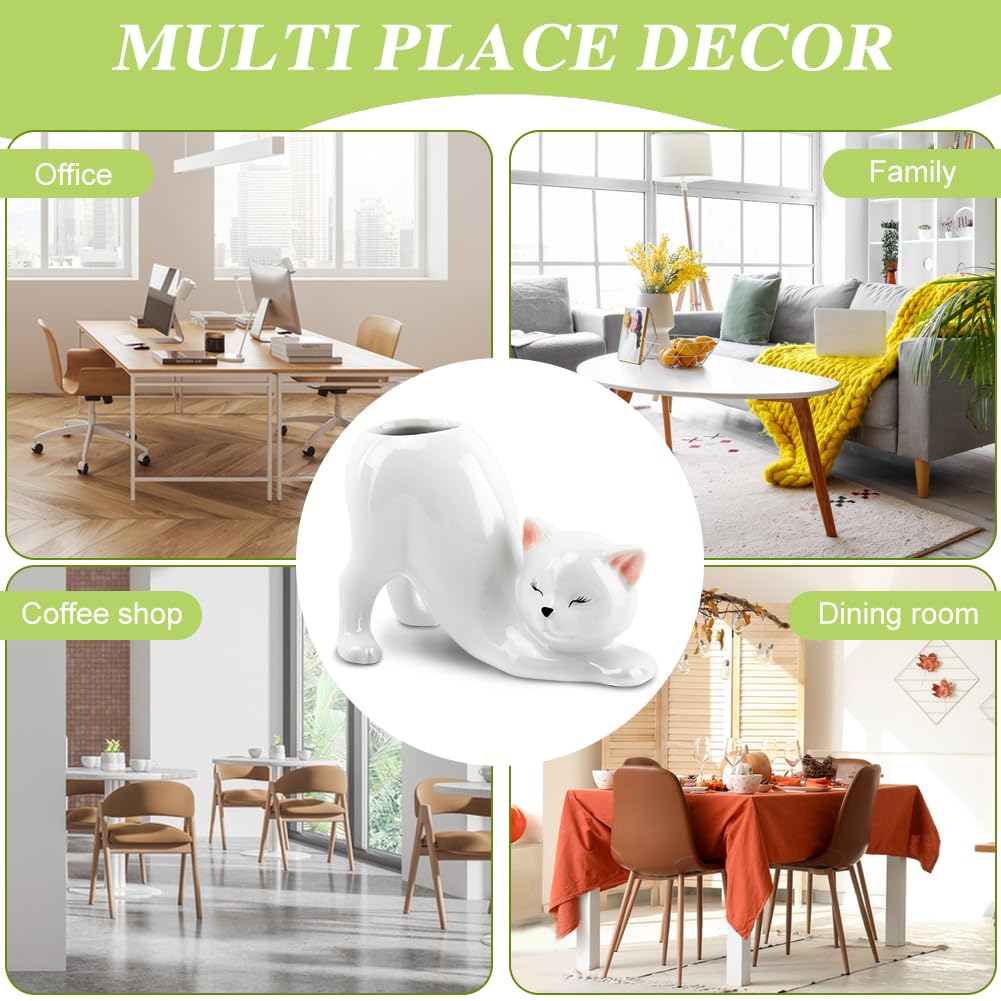 HKZTUY cat planter on office desk adds friendly, low-profile decor.