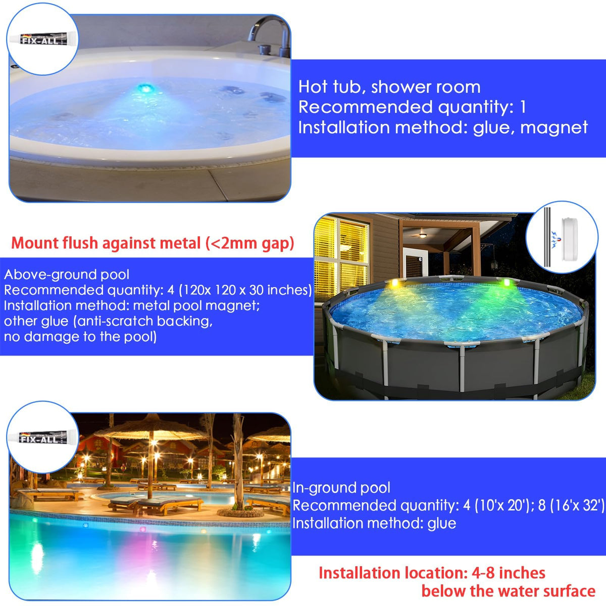 HL hot tub mood lighting with multi-color options.