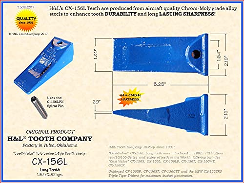 H&L X156L teeth and pins installation-ready on a skid steer bucket