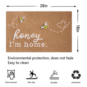 HLFMVWE Bee Door Mat brown suited for indoor and outdoor use, catching moisture and dirt.
