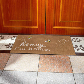 HLFMVWE Bee Door Mat brown water-absorbent mat for quick cleanup at entryways.