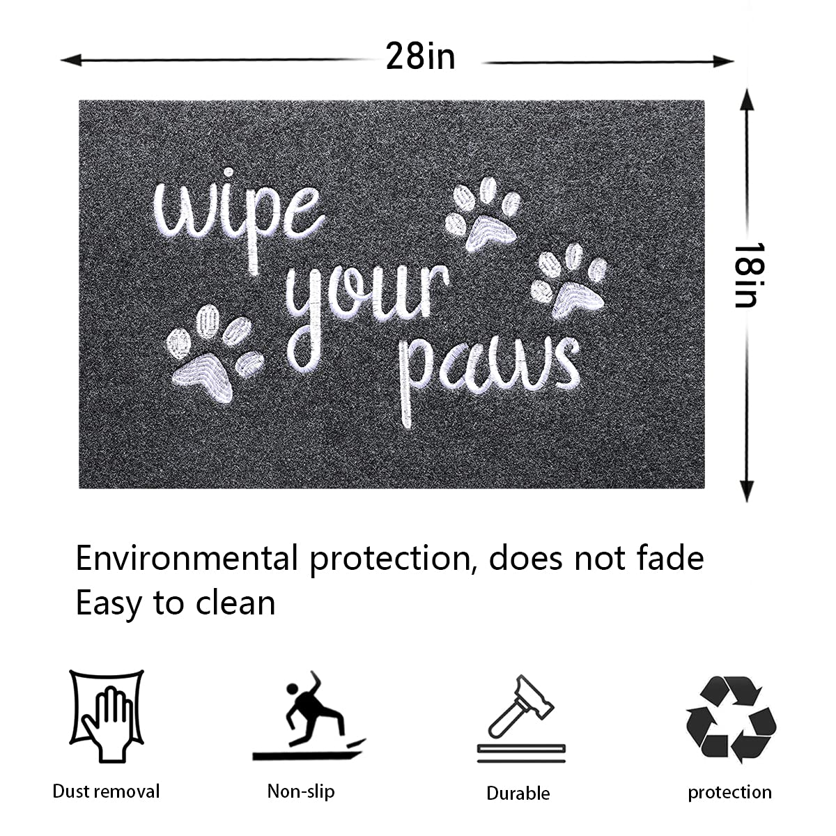 HLFMVWE non-slip doormat rubber backing keeps floors safe in high-traffic areas.