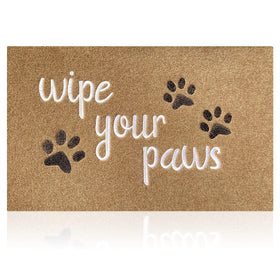 HLFMVWE front door doormat wipes paws as guests arrive.