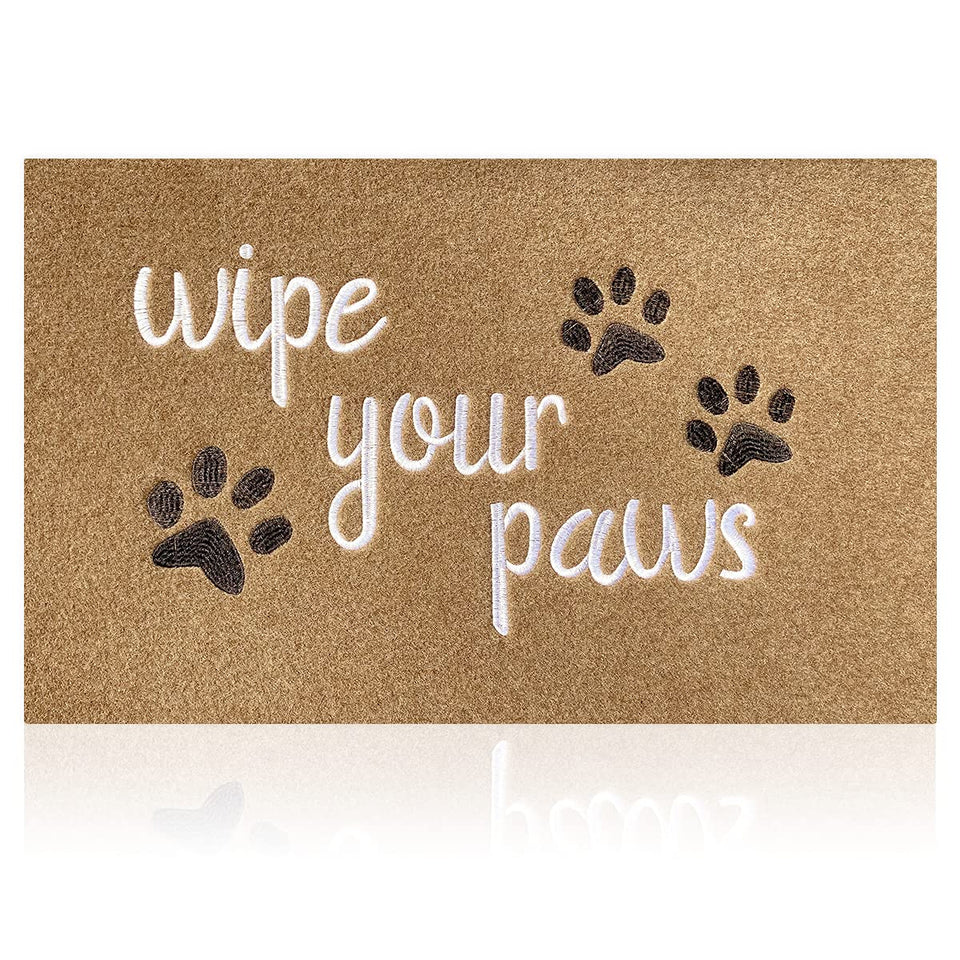 HLFMVWE front door doormat wipes paws as guests arrive.